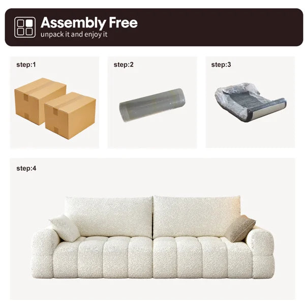 Boneless 102.4" W Modern Upholstered Sofa with Two Pillows Included