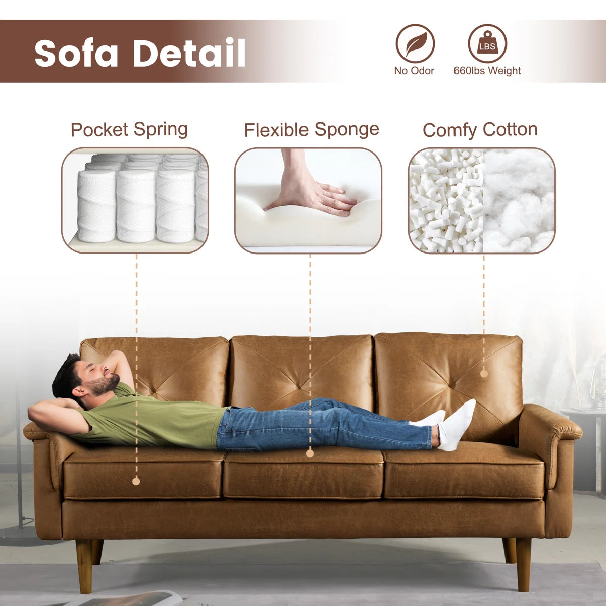 Brevick 71.65'' Upholstered Sofa Mid Century Flared Arm Sofa, Modern Faux Leather Deep Seat Small Couch for Living Room Bedroom Office, Suede Fabric