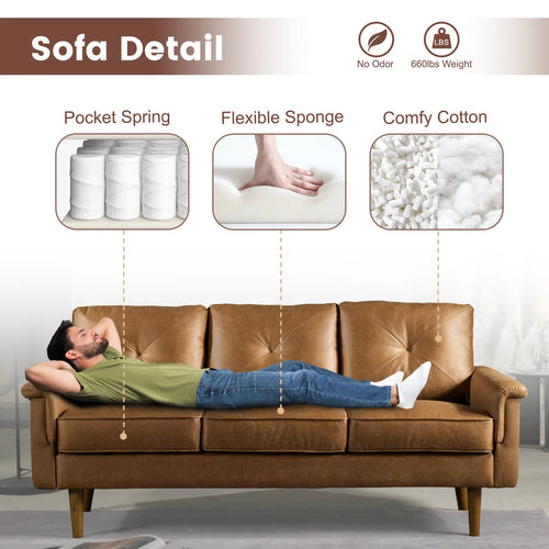 Brevick 71.65'' Upholstered Sofa Mid Century Flared Arm Sofa, Modern Faux Leather Deep Seat Small Couch for Living Room Bedroom Office, Suede Fabric